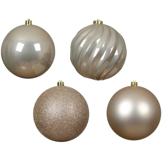 Decoris Kerstballen polystyreen parel mix - 4 stuks (ø14 cm)