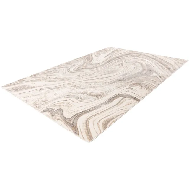 Lalee Vloerkleed - Tapijt - Modern - Zilver Beige - 3D-effect - Glanzend - Zacht en Comfortabel