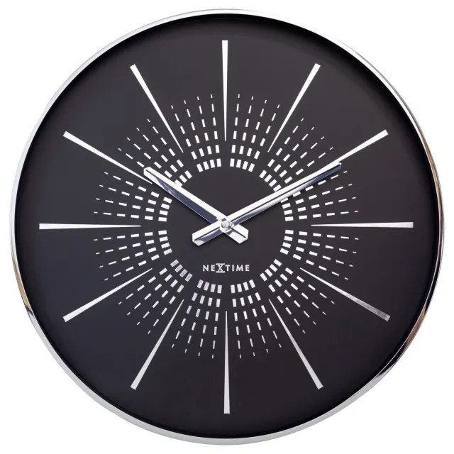NeXtime Wandklok 40 cm - Stil - Metaal - "Excentric" Zwart