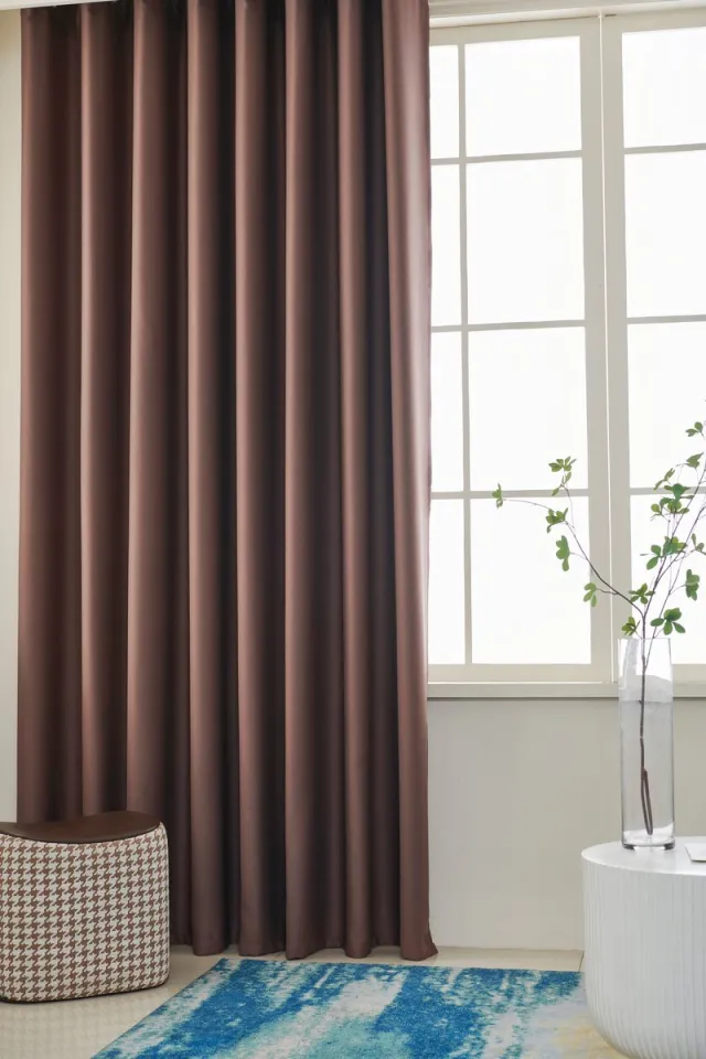 maroyathome RUBEN - Gordijn - Verduisterend - met Ringen - kant en klaar - 150 x 270 cm - 150 cm breedte en 270 cm lengte - Donker Taupe - 1 Stuk