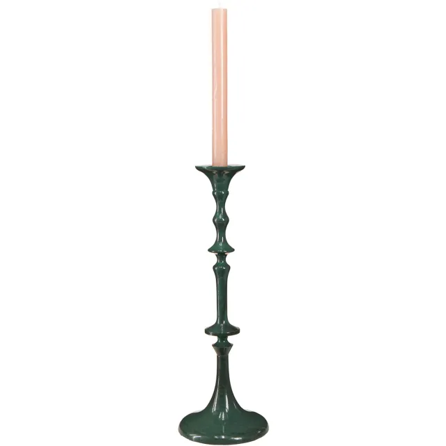 Flor und Decor Hoge kandelaar metaal groene keramieklook H38cm groente