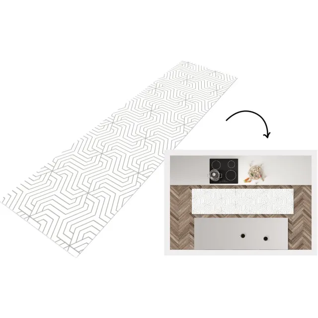 KitchenYeah Keukenloper - Loper keuken - Geometrie - Lijn - Patroon - Keukenloper vinyl multicolor