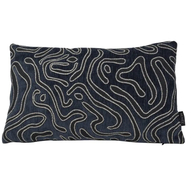 NOVÉE Chenille Flow Zwart Kussenhoes | 30 x 50 cm | Velvet/Polyester zwart 30x50