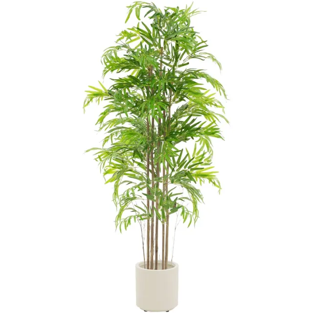 ml-design Kunstbamboe 180 cm kunstplant met echt houten stam ML design Bruin, Zwart