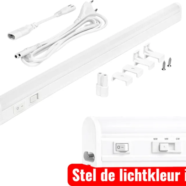 LEDmaxx LED montagebalk 60cm wit 10W CCT 3000K 4000K 6500K met schakelaar | Geen fitting | Warm Wit-Koel Wit-Daglicht | 10 watt | 25.000 Branduren