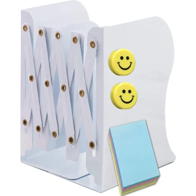 Hoomall Boekensteunen, Metaalijzer, Verstelbaar, Boekenstandaard, Boekenhouder, Heavy Duty, Antislip, voor thuis, kantoor, school, bibliotheek, Wit medium