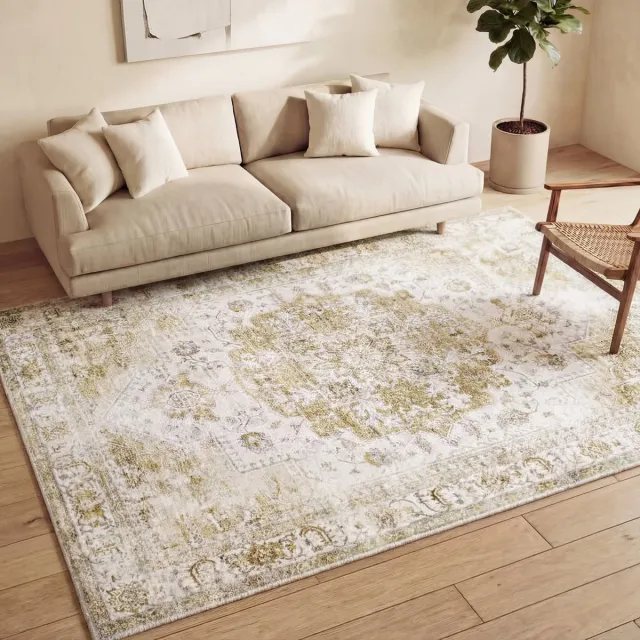 Fraai Vintage vloerkleed - Lago Groen/Creme | Hoge kwaliteit - 300x400cm