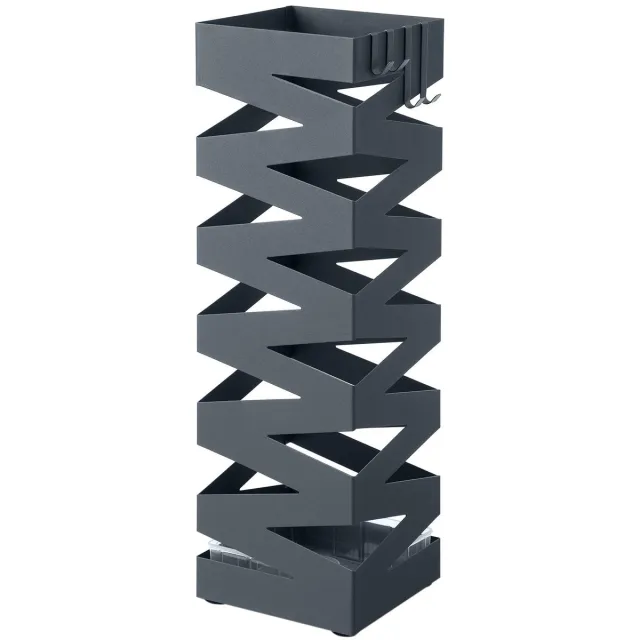 Famanu Parapluhouder van staal en PET-plastic, vierkant, 15,5 x 15,5 x 49 cm Antraciet