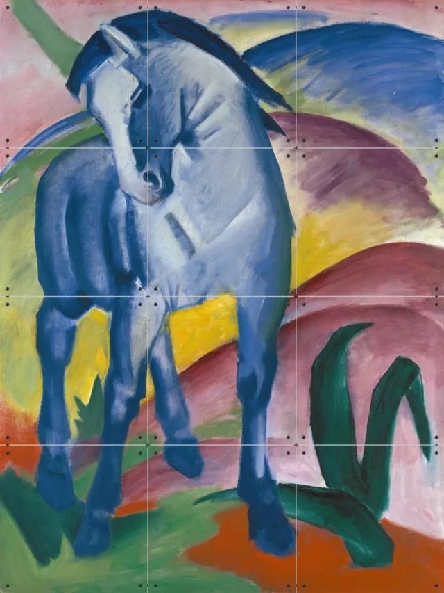 IXXI Blue Horse 1911, Franz Marc & Bridgeman Images - 60 x 80 cm - Grote wanddecoratie en posters - Kleurrijk, Abstract, Klassiek, Olieverf Blauw