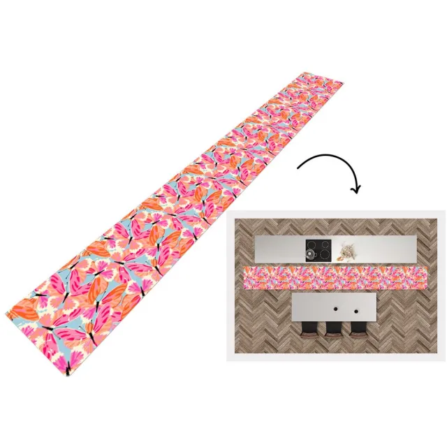KitchenYeah Keukenloper - Keukenmat - Vlinders - Vliegen - Patronen - 400x50 cm - Keuken vloerkleed Multicolor