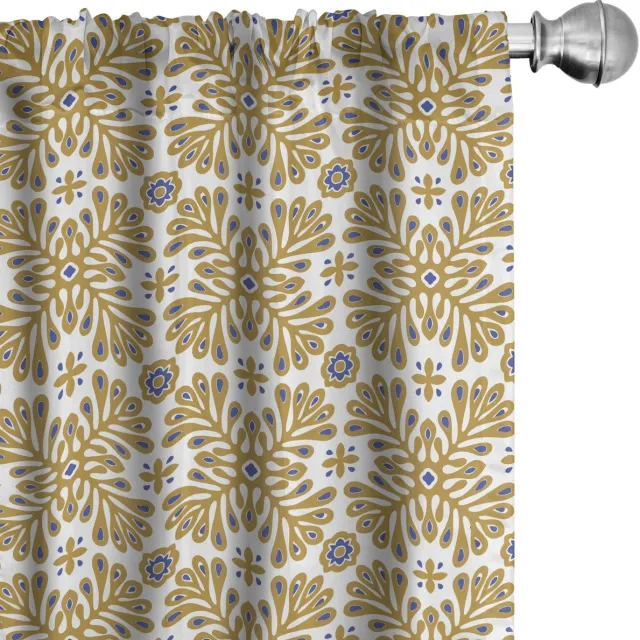 ABAKUHAUS Voorhangen 2x75x225 cm – Mikrofaser – Halfdonker Hemelsblauw Ceil Blau Kaffee