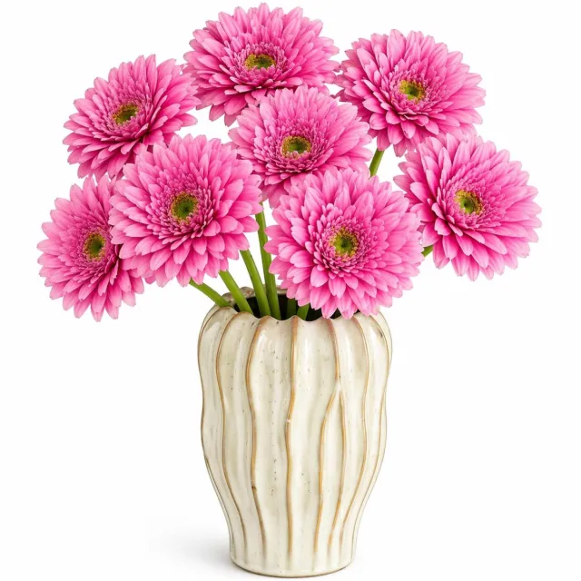 Mica Decorations Kunstbloem Gerbera Floral - 8x - H60 cm - roze - kunststof - stelen kunstbloemen - boeket - rozen bloemetjes
