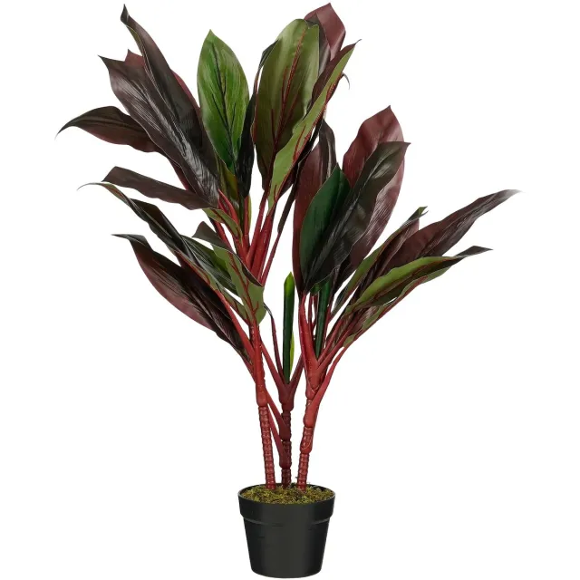 Mica Decorations Cordyline – Kunstplant in Pot – Realistische Nepplant Woondecoratie – Kunstplanten voor Binnen en Buiten – H90 x Ø70 cm – Rood