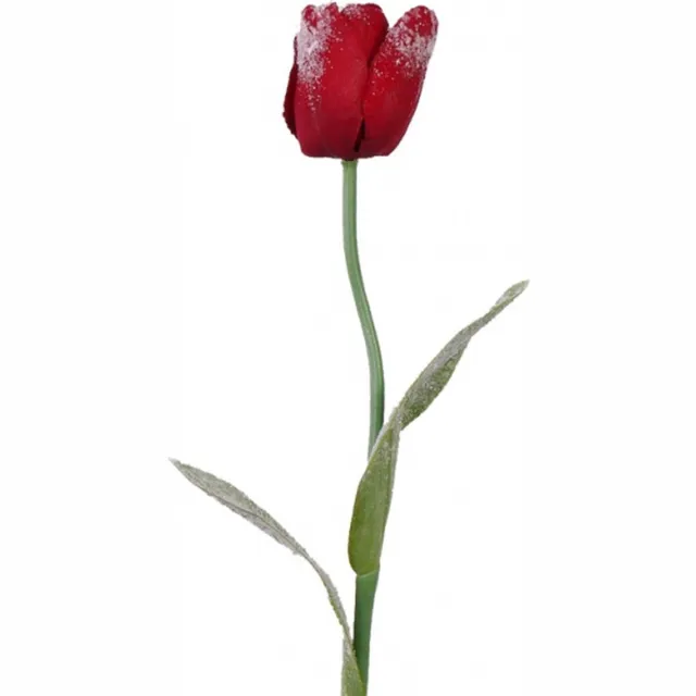 Bellatio Flowers & Plants Kunstbloem - tulp - iced afwerking - 65 cm - polyster - kunsttulp Rood