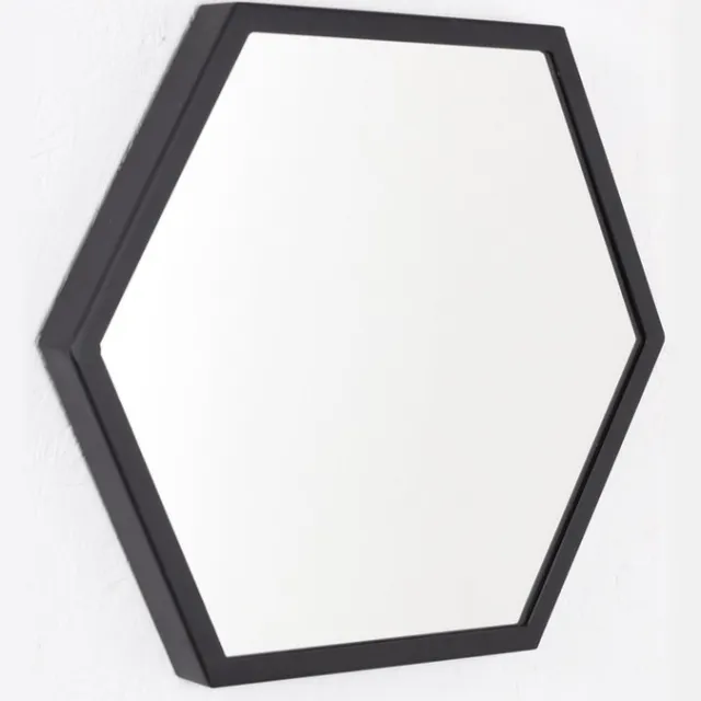 LOFT42 Wandspiegel Zeshoek Small - Zwart - 36x32