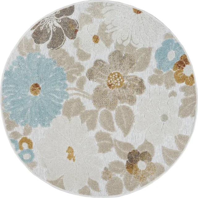 the carpet Porto – Outdoor tapijt, UV-bestendig & weerbestendig, ideaal voor balkon, terras & keuken, beige met bloemenmotief 140 x 200 cm, foto 2