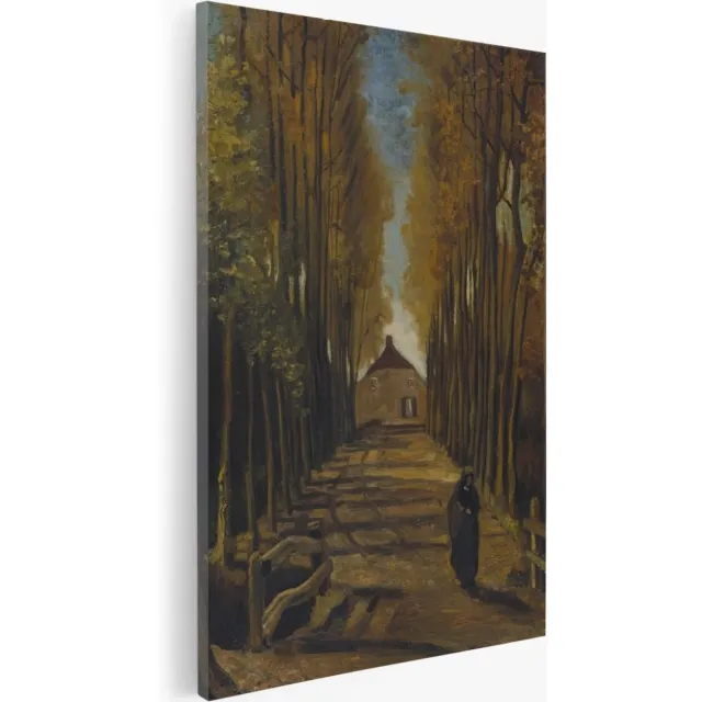Saammp Canvas Schilderij - Vincent Van Gogh - Laan van Populieren in de Herfst - Abstract - Kunst- 30x40 - Foto op canvas - Wanddecoratie - Muurdecoratie Woonkamer - Slaapkamer decoratie - Canvas Print Multicolor