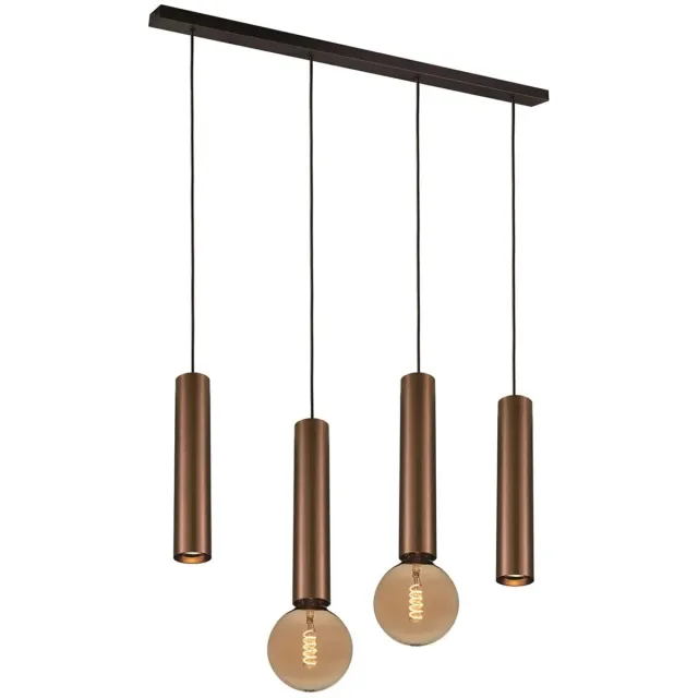 Fantasia Taboo hanglamp 4-lichts, 2x GU10 + 2x E27 (excl. lichtbron), aluminium, dimbaar, IP20, 900x1080mm zwart + geborsteld brons