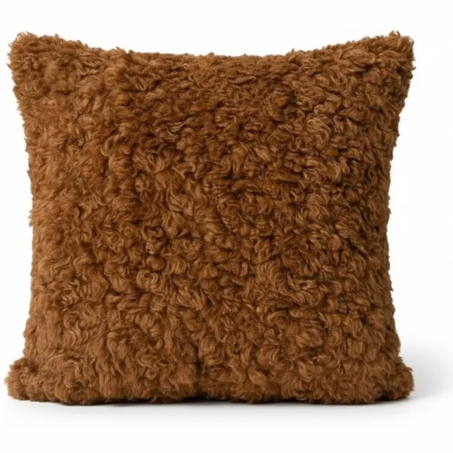 Youna Label Sierkussen 45x45 - Bruin - Fluffy Rand - Kussen voor Bank & Woonkamer
