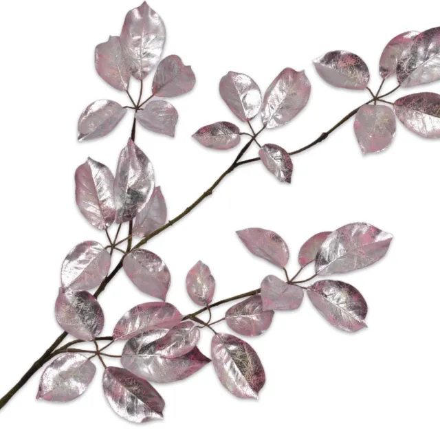 Silk-ka Kunstbloem-Zijde Bloem Blad Tak Zilver Roze 91 cm Voordeelaanbod Per 2 Stuks