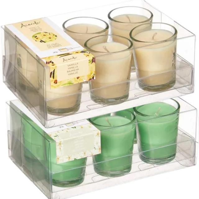 Arte r Arte regal geurkaarsen set - 6x jasmijn - 6x vanille - in glas - 8 branduren Khaki groen
