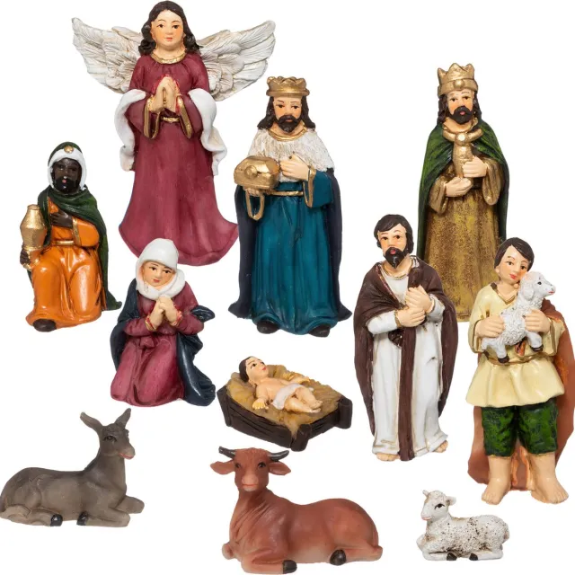 Fééric Lights and Christmas Feeric lights & Christmas Kerststal beeldjes - 11-delig - polystone - 7 cm - figuren kerststal Multi