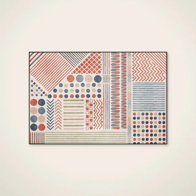 HelloWalls Akoestisch schilderij - 90 x 60 cm - Geometric Harmony van Emel Tunaboylu - Geometrische wanddecoratie - zwart textielframe Meerkleurig