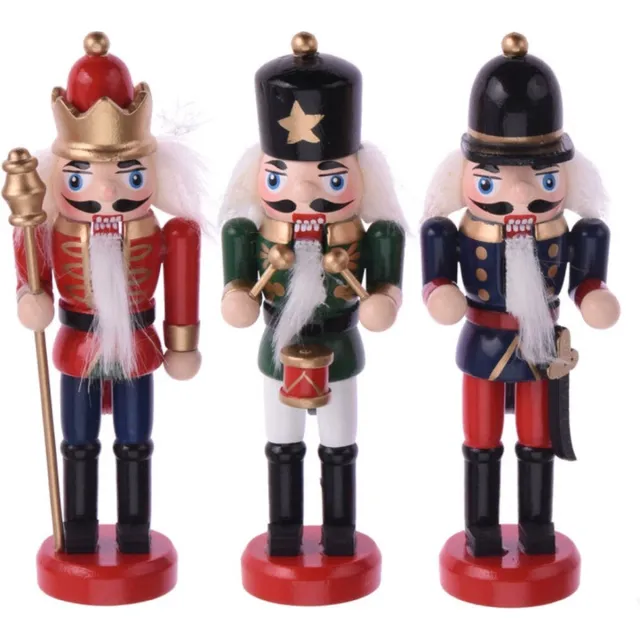 Enjoy Kerstversiering Notenkrakers -3 stuks -houtenpoppetjes-12 cm Roof /groen /blauw