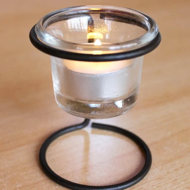 ‎DanDiBo Theelichthouder windlicht - Hoogte 9 cm - Diameter 6,5 cm Zwart