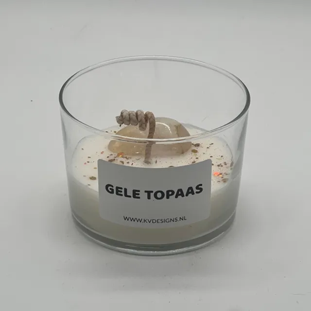 KV designs Kaars in glazen pot - edelsteen - Gele Topaas