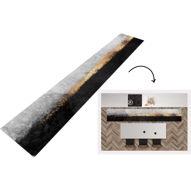KitchenYeah Keukenloper - Loper keuken - Goud - Abstract - Luxe - Keukenloper vinyl Multicolor
