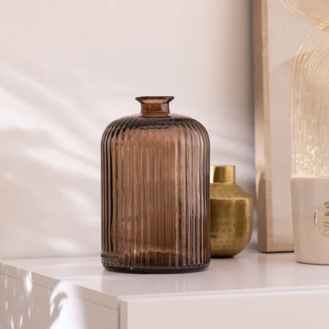 Atmosphera Créateur d'intérieur® Stijlvolle Bruine Gerecyclede Glazen Vaas LUZ 23x15 cm Marron