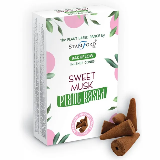 Stamford Backflow Wierook kegels - Sweet Musk - 12 Stuks - Plantaardig - Vegan - Plant Based - Incense Cones - Waterval Wierook Zoete Musk