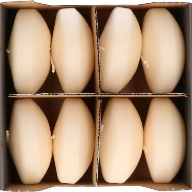 Enlightening Candles Drijfkaarsen - 8x stuks - creme wit - ca 8 branduren - geurloos - Dia 8 cm - groot formaat