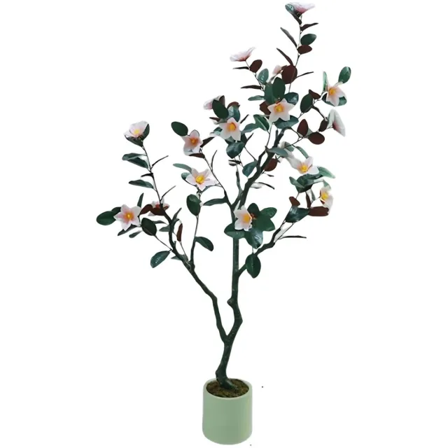 Happiq Kunst Magnolia Boom 180cm - Groen Kunststof in Pot - voor tuin en interieurdecoratie - Zwart 150 cm