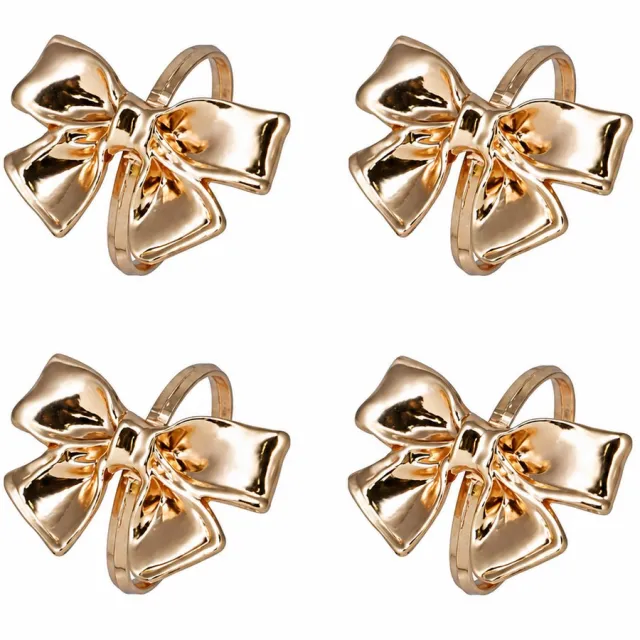 Home & Styling Servetringen Strik - Set van 4 stuks - Kerstdecoratie - Goud