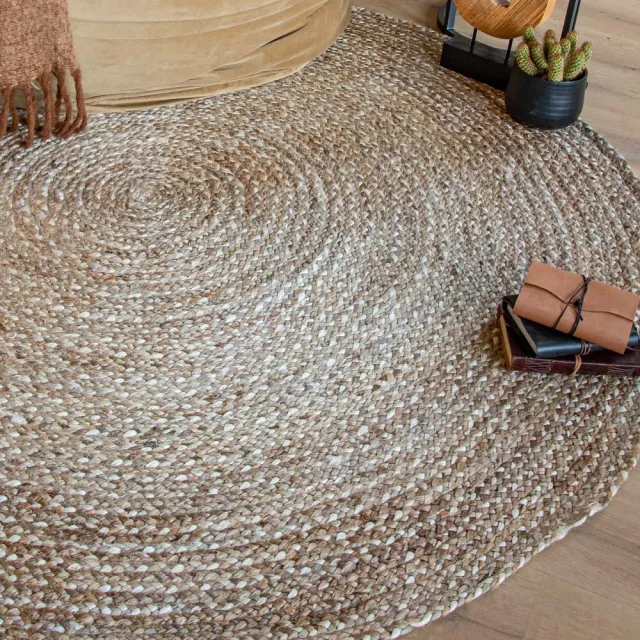 Boho&me Jute vloerkleed rond - Braided naturel 120