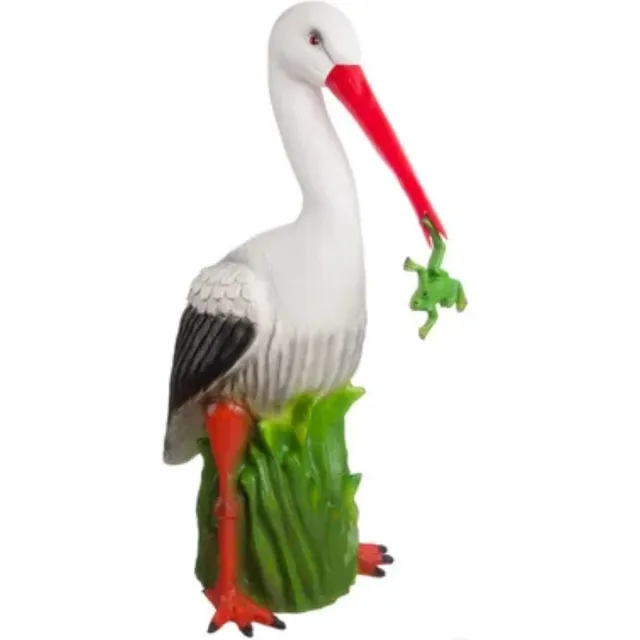 Heico lamp - Ooievaar met kikker - 56 cm hoog wit