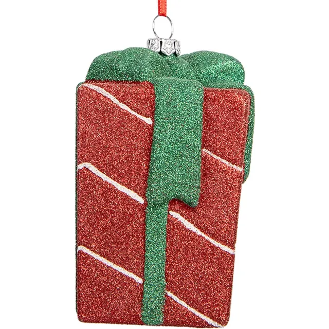 Clayre & Eef Kersthanger Cadeau 8x8x11 cm Rood Kunststof