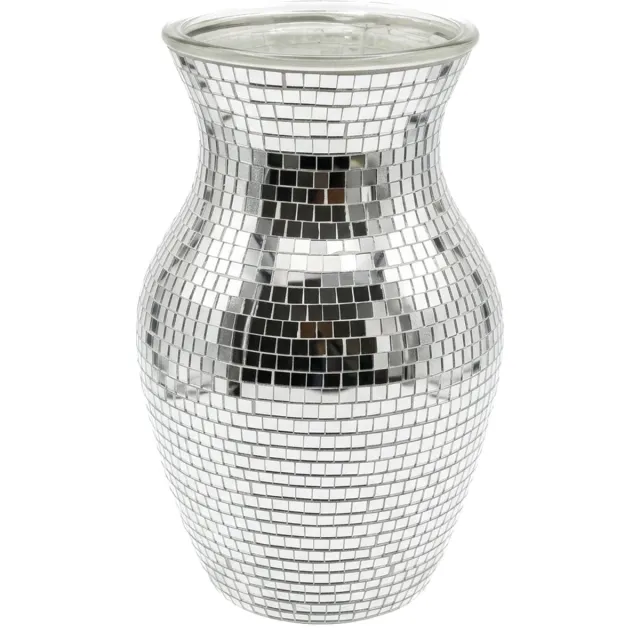 KIMU Discobal Vaas 20 cm - Bloemenvaas Spiegeltjes Vaasje - Plantenpot Bloempot - Spiegel Vintage Design Glitter Dutch Maximalism Halloween