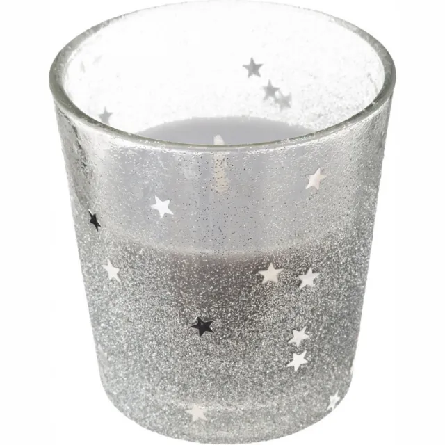 Feeric lights & Christmas Kaars in theelichtglas - hoogte - 8cm - glitters - Kerstdecoratie - tafeldecoratie - 4 stuks Gris