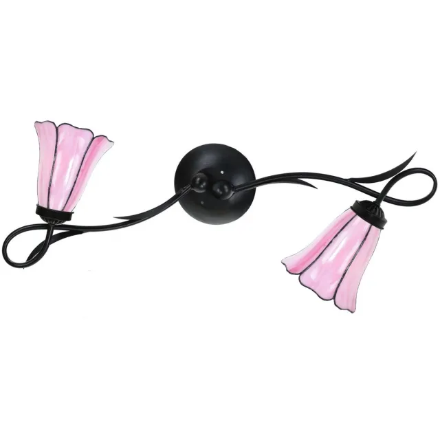 Coloured by Art Tiffany Wandlamp / Plafonnière Lovely Liseron Pink 2 - Art Deco Trade Roze