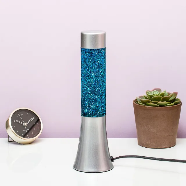 Fisura Mini Lavalamp Met Glitters - Zilver/blauw van Fisura Blauw,Zilver