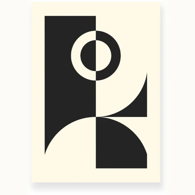Yisual Poster 50x70 cm - Abstract Design - Zwart - Beige - Abstract - Minimalistisch - Muurdecoratie - Wanddecoratie