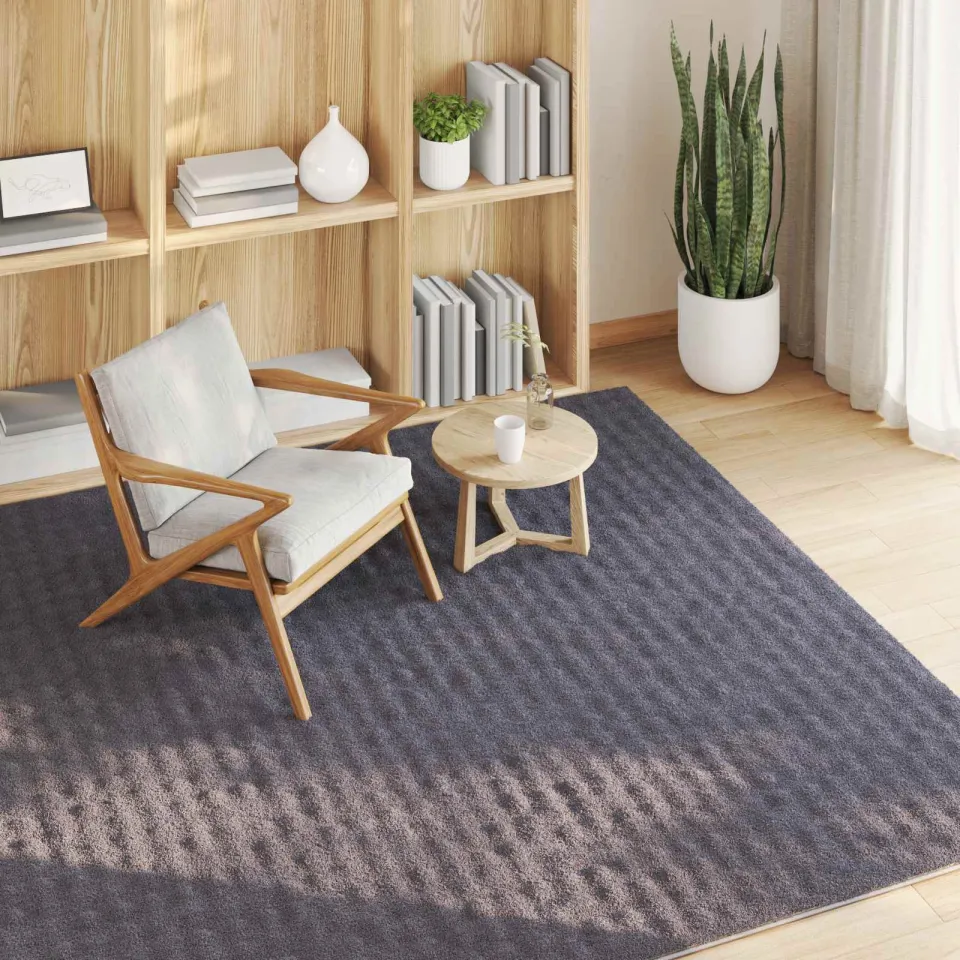vidaXL Vloerkleden Vierkant SIROLO Antraciet 120 x 120 cm Polyester, foto 3