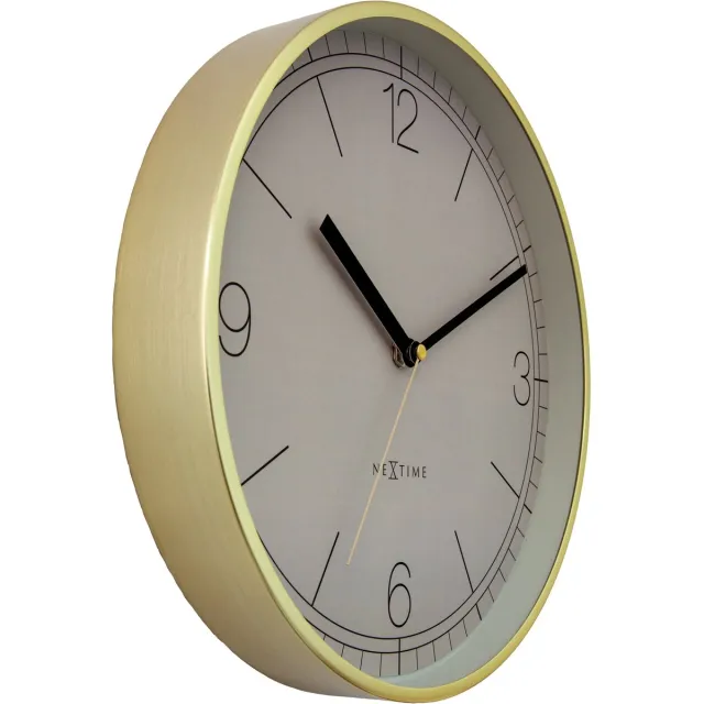 NeXtime Wandklok 30cm-Silent-Gold/Beige-Aluminium-NeXtime 'Nova'
