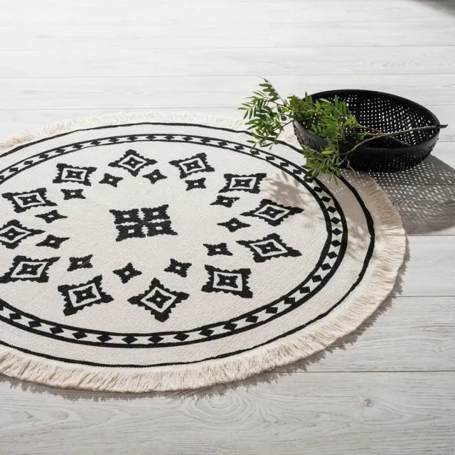 Atmosphera Créateur d'intérieur® Tapijt Rond Grafische Patronen Wit