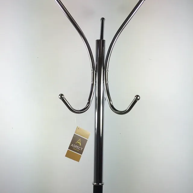 Oscar Free Standing Coat Rack with Umbrella Base, Metal, Black/Chrome Zwart/chroom