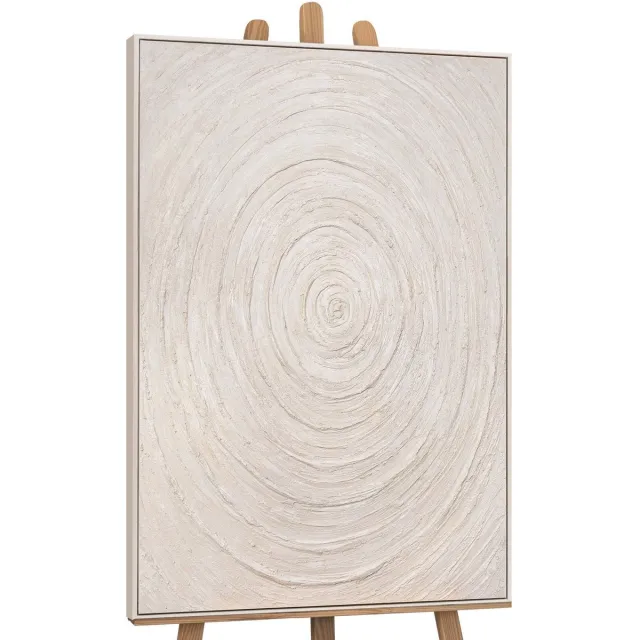 YS Schilderij "Echo's van de Tijd" - Handgeschilderd canvas schilderij - Wanddecoratie Abstract - Beige - Handgeschilderd - Muurdecoratie woonkamer - Slaapkamer decoratie - Kamer accessoires - Schilderijen handgeschilderd Beige 120x80