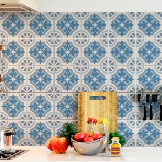 Ambiance Sticker Tegelstickers voor de keuken en badkamer - 24 Valda Azulejo tegelstickers - 24 stickers van 15x15 cm Multi color
